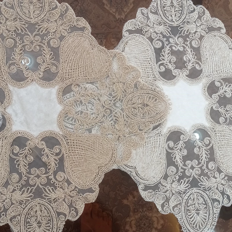 رومیزی عسلی دانتل مخمل مربع و گرد 40 سانتی
