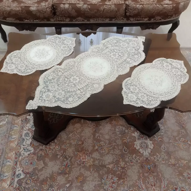 رومیزی مخمل دانتل جدید سه تکه ورساچه ایرانی