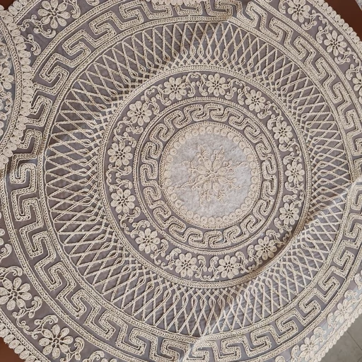 رومیزی گرد مخمل دانتل بزرگ سه تکه مدل ورساچه