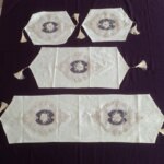 سرویس رومیزی مخمل دانتل جدید طرح گل برجسته 4 تکه