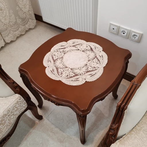 رومیزی گرد دانتل مخمل ترک سه تکه طرح کینگ