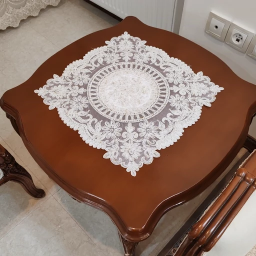 رومیزی مخمل دانتل جدید سه تکه طرح کیمیا