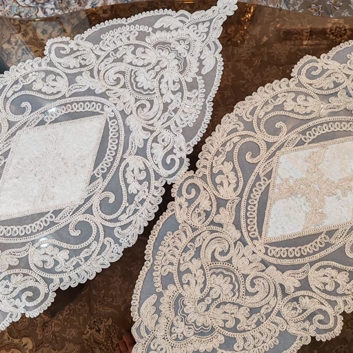 رومیزی دانتل مخمل سه تکه جدید طرح آسنا