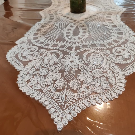 رانر غذاخوری دانتل مخمل طرح گوشواره جدید