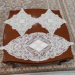 رومیزی دانتل مخمل سه تکه جدید طرح آسنا