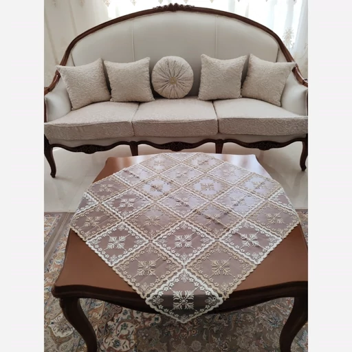 رومیزی روپشتی حریر گیپور جدید طرح برگ