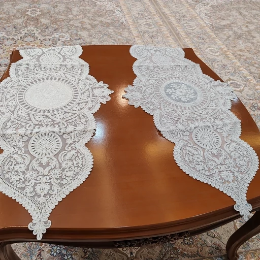 رانر جلو مبلی و غذاخوری 4 نفره دانتل  مخمل جدید طرح کیمیا