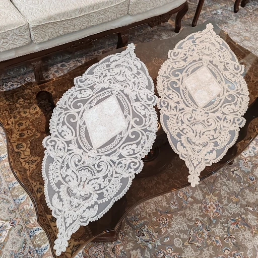 رومیزی دانتل مخمل سه تکه جدید طرح آسنا