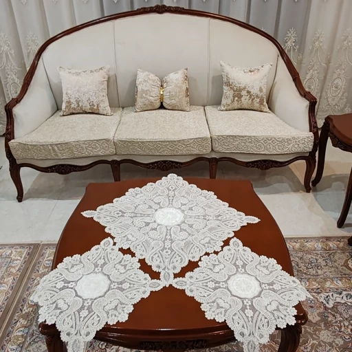 رومیزی مربع سه تکه طرح لاله ایرانی 57 سانت