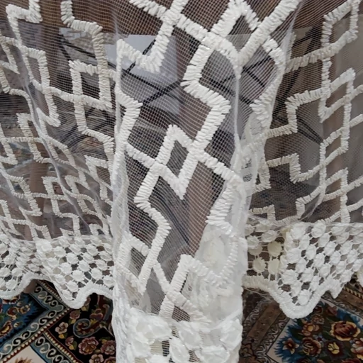 رومیزی غذاخوری گرد تور گیپوری چهار نفره