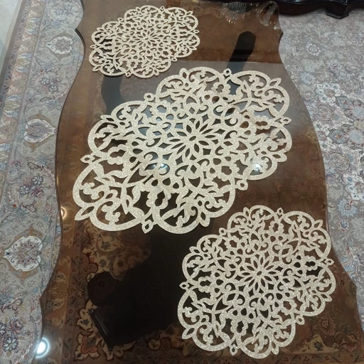 رومیزی بیضی چرم اکلیلی سه تکه مدل بهار درشت جدید