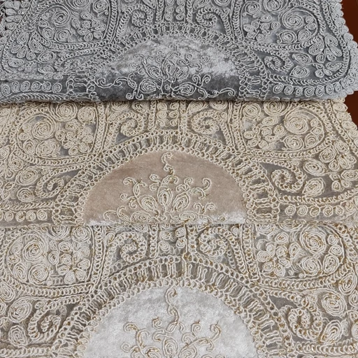 رومیزی مخمل دانتل بیضی مربع جدید طرح گوشواره