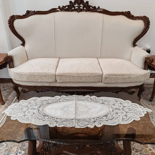 رانر غذاخوری مخمل دانتل 132 سانتی طرح آنتیک جدید