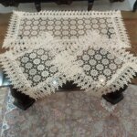 رومیزی مستطیل گیپور تمام ابریشم سه تکه