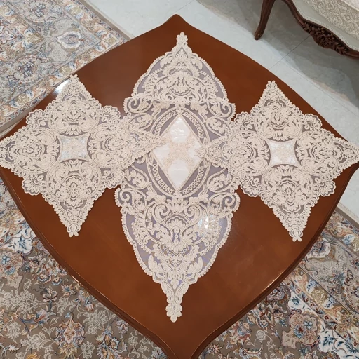 رومیزی دانتل مخمل سه تکه جدید طرح آسنا