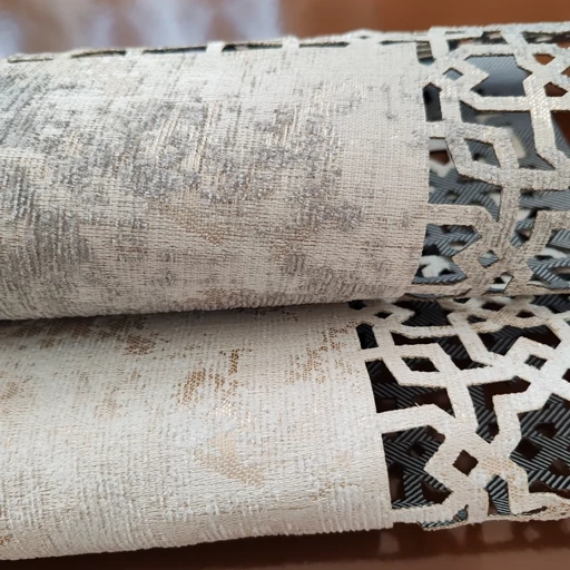 رومیزی مربع پتینه لیزری سه تکه طرح اسلیمی جدید