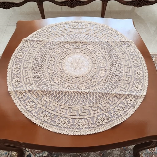 رومیزی گرد مخمل دانتل بزرگ سه تکه مدل ورساچه