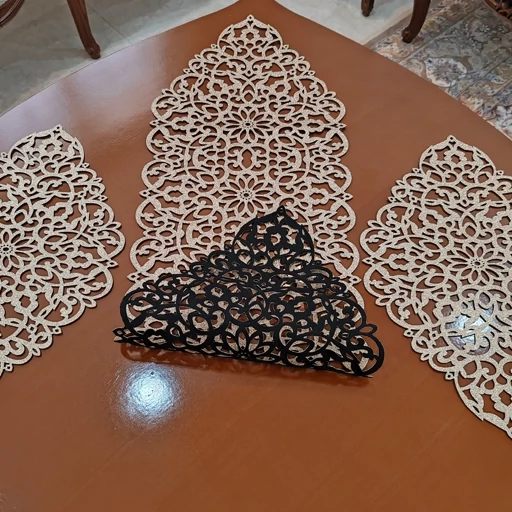 رومیزی سه تکه چرم اکلیلی مدل بهار جدید