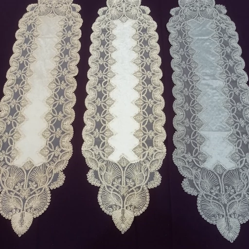 رومیزی چهار تکه مخمل دانتل ترک طرح گندمی