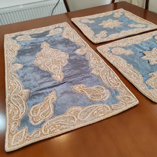 سرویس رومیزی پنج تکه مخمل دابکا سرمه دوزی هندی