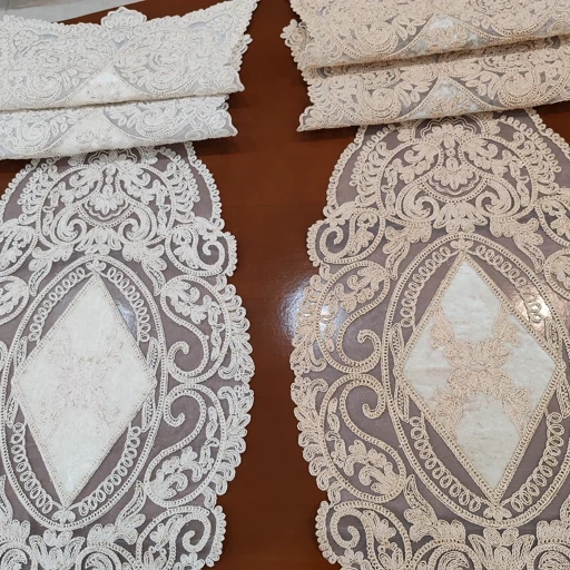 رومیزی دانتل مخمل سه تکه جدید طرح آسنا