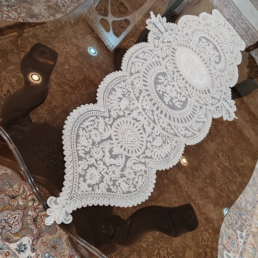 سرویس رومیزی پنج تکه دانتل مخمل جدید مدل کیمیا