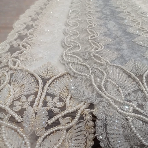 رانر غذاخوری کریستال دوزی مخمل دانتل ترک گندمی