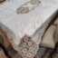 رومیزی چهار نفره غذاخوری مخمل دانتل ترک طرح ورساچه