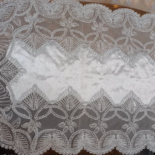 رومیزی چهار تکه مخمل دانتل ترک طرح گندمی