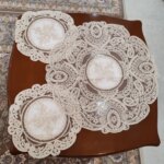 رومیزی گرد دانتل مخمل سه تکه طرح سوفیا رومیزی گرد دانتل مخمل سه تکه طرح سوفیا