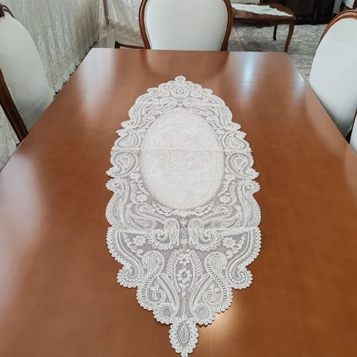 رانر غذاخوری دانتل مخمل 132 سانتی طرح آنتیک جدید