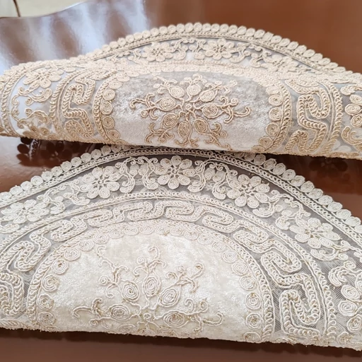 رومیزی گرد مخمل دانتل بزرگ سه تکه مدل ورساچه