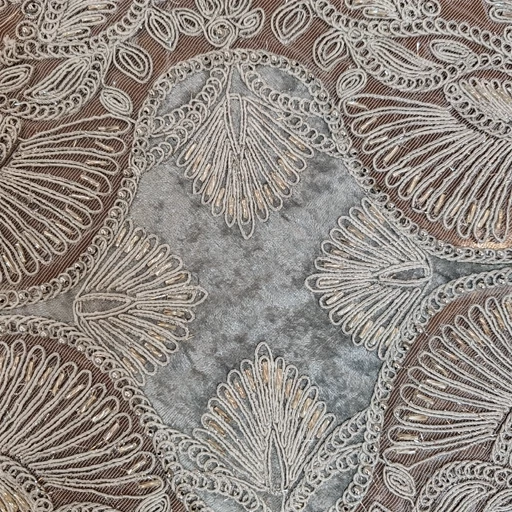 رومیزی مخمل دانتل ملیله دوزی طرح کاج سه تکه