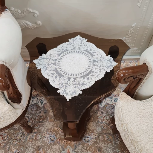 رومیزی مخمل دانتل جدید سه تکه طرح کیمیا