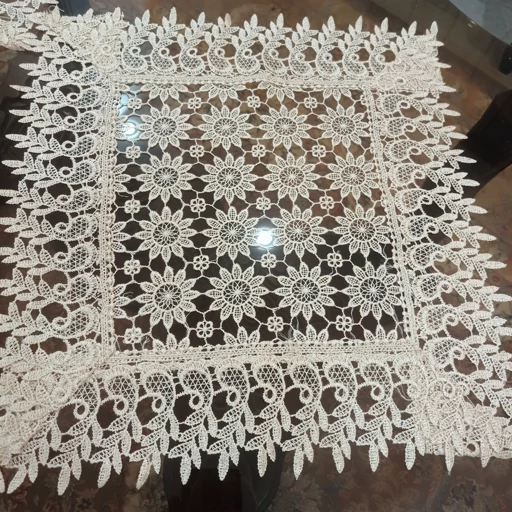 رومیزی مستطیل گیپور تمام ابریشم سه تکه