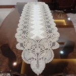 رانر غذاخوری کریستال دوزی مخمل دانتل ترک گندمی