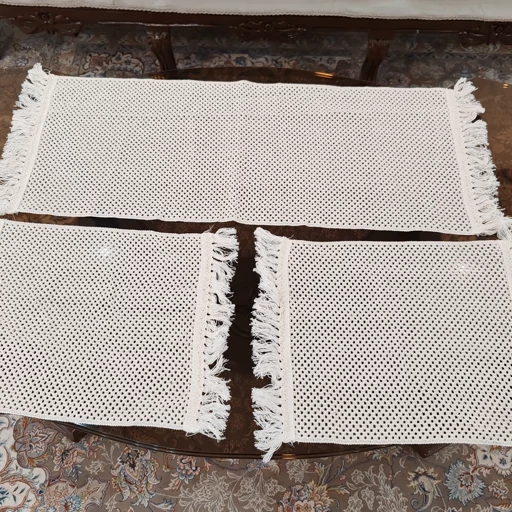 رومیزی بافت مستطیل سه تکه جدید ریشه دار