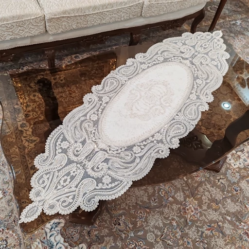 رانر غذاخوری دانتل مخمل 132 سانتی طرح آنتیک جدید