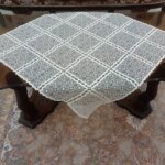 رومیزی روپشتی مربع حریر گیپور جدید طرح حصیری