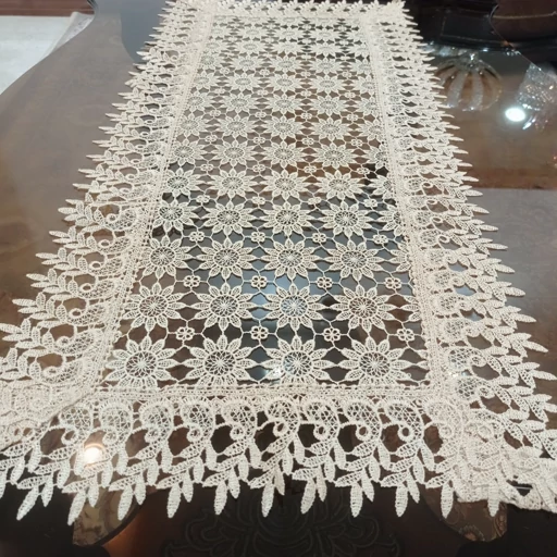 رومیزی مستطیل گیپور تمام ابریشم سه تکه