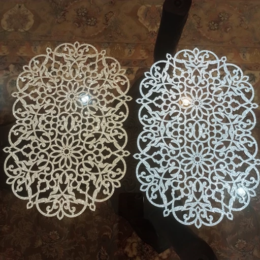 رومیزی توسینی و زیربشقابی بیضی چرم اکلیلی مدل بهار