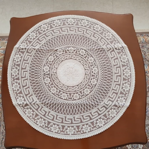 رومیزی گرد مخمل دانتل بزرگ سه تکه مدل ورساچه