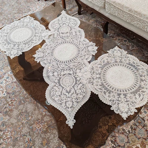 سرویس رومیزی پنج تکه دانتل مخمل جدید مدل کیمیا