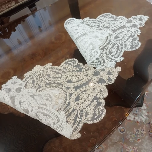 رومیزی بیضی مخمل دانتل سه تکه ترک طرح بوته جقه