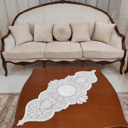 رومیزی مخمل دانتل جدید سه تکه طرح کیمیا