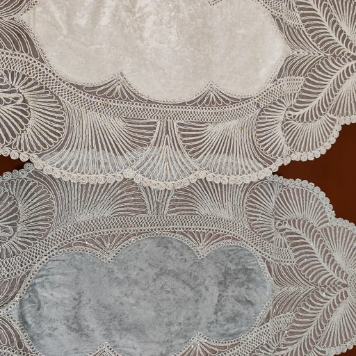 رومیزی مخمل دانتل جدید سه تکه مدل زیتون