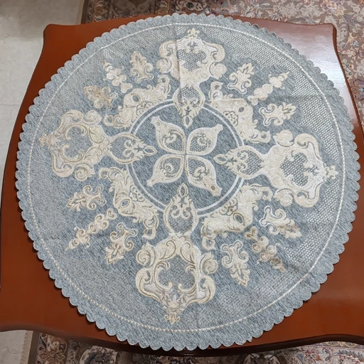 رومیزی گرد مخمل شاین 85 سانتی طرح صحرا