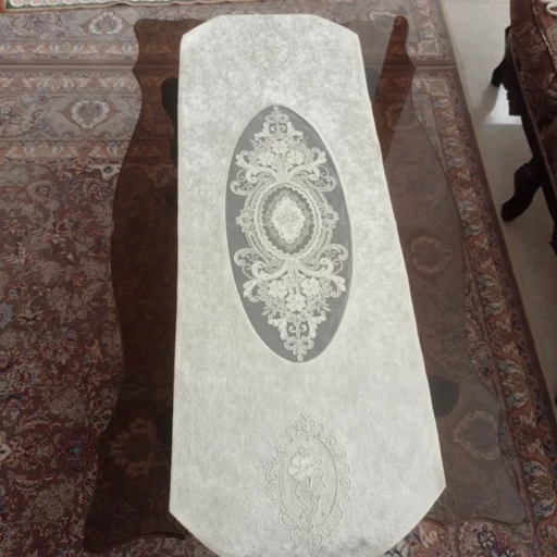 سرویس رومیزی مخمل دانتل جدید طرح گل برجسته 4 تکه