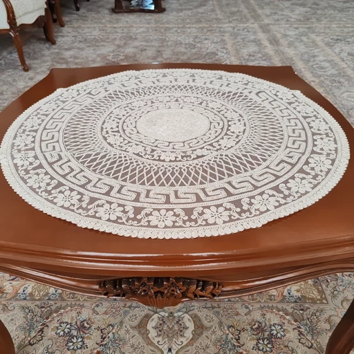 رومیزی گرد مخمل دانتل بزرگ سه تکه مدل ورساچه