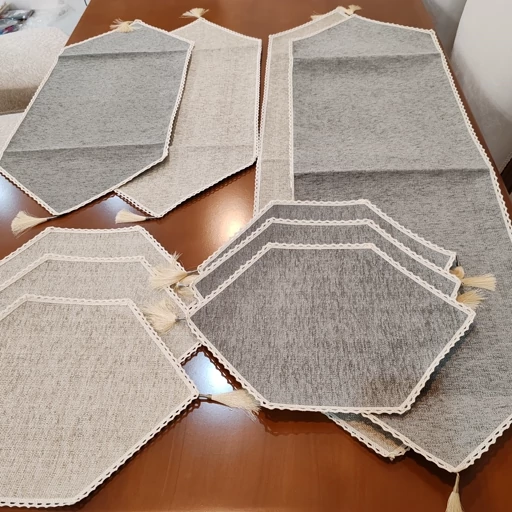 سرویس رومیزی پنج تکه مخمل کنفی جدید دوربافت